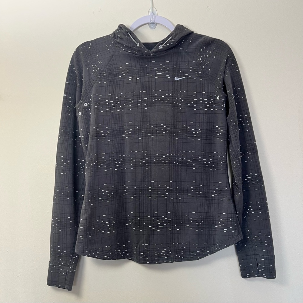 Nike Women's Black Patterned Hoodie